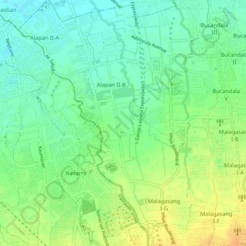 Mapa topográfico Alapan 2-B, altitud, relieve