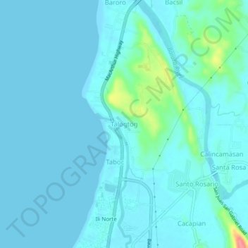 Mapa topográfico Talogtog, altitud, relieve