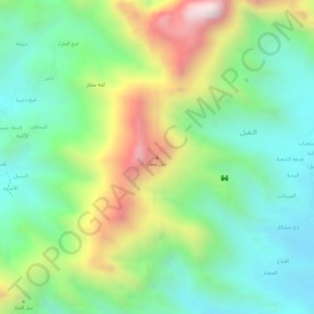 Mapa topográfico Jabal Dafar, altitud, relieve