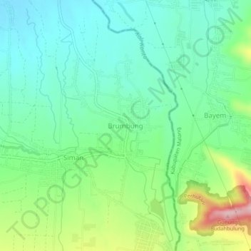 Mapa topográfico Brumbung, altitud, relieve