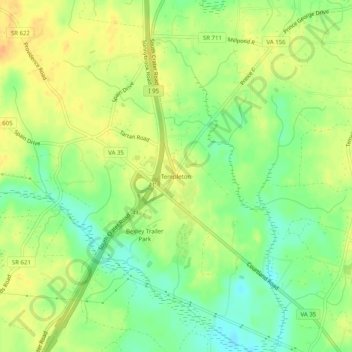 Mapa topográfico Templeton, altitud, relieve