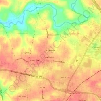 Mapa topográfico Barkwood, altitud, relieve