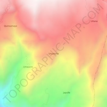 Mapa topográfico Sihuincha, altitud, relieve