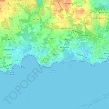 Mapa topográfico Kerpape, altitud, relieve