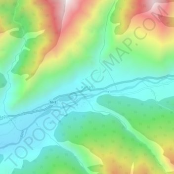 Mapa topográfico Kullan, altitud, relieve
