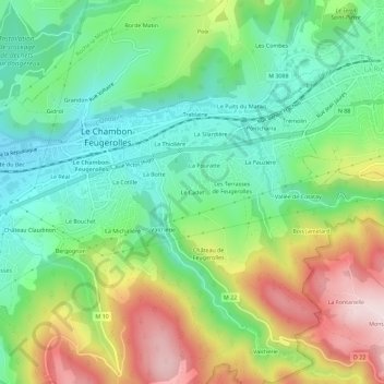 Mapa topográfico Le Cadet, altitud, relieve