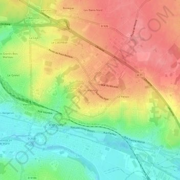Mapa topográfico Les Mabilats, altitud, relieve