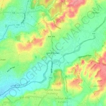 Mapa topográfico Mulpani Pipalbot, altitud, relieve