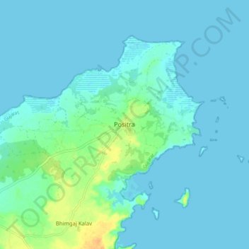 Mapa topográfico Positra, altitud, relieve