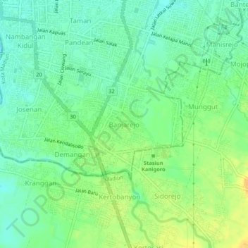 Mapa topográfico Banjarejo, altitud, relieve