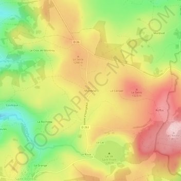 Mapa topográfico Montbrac, altitud, relieve