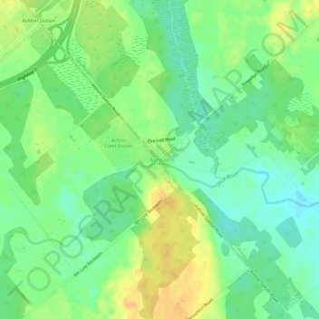 Mapa topográfico Ashton, altitud, relieve