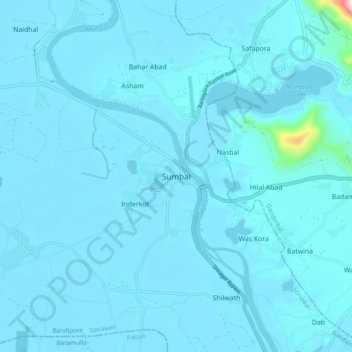 Mapa topográfico Sumbal, altitud, relieve