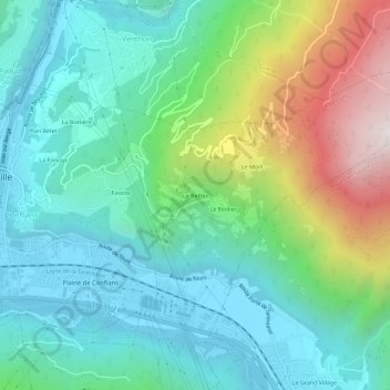 Mapa topográfico Le Bettex, altitud, relieve