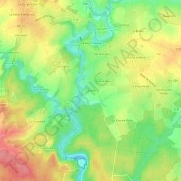 Mapa topográfico La Folie, altitud, relieve