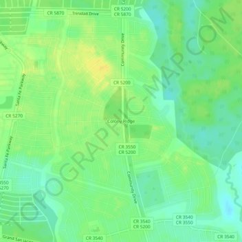 Mapa topográfico Colony Ridge, altitud, relieve