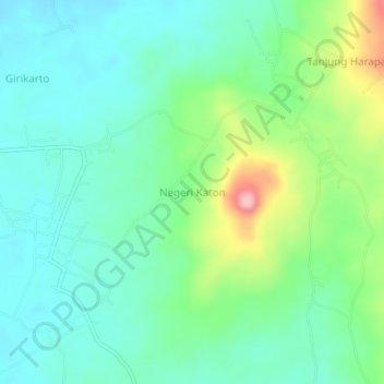 Mapa topográfico Negeri Katon, altitud, relieve