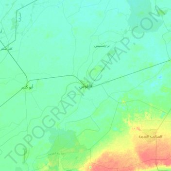 Mapa topográfico Faqous, altitud, relieve