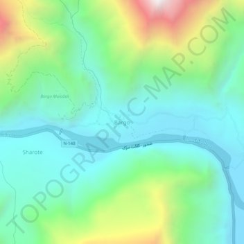 Mapa topográfico Bargo, altitud, relieve