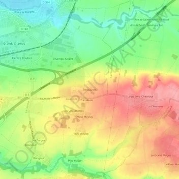 Mapa topográfico Tressauves, altitud, relieve