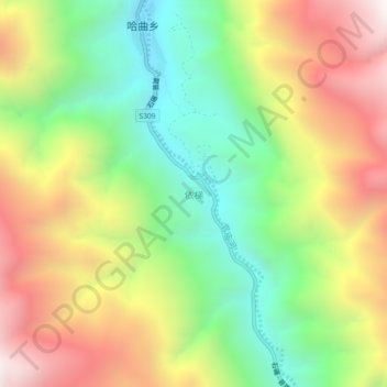 Mapa topográfico Yiti, altitud, relieve