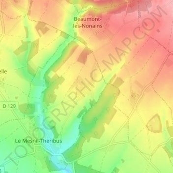 Mapa topográfico Les Landes, altitud, relieve