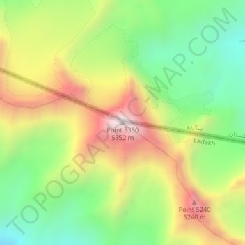 Mapa topográfico Point 5350, altitud, relieve