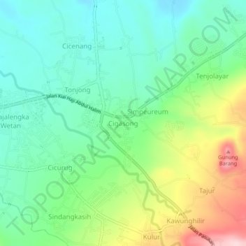 Mapa topográfico Cigasong, altitud, relieve