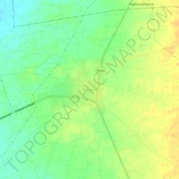 Mapa topográfico Khood, altitud, relieve