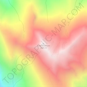 Mapa topográfico Ruby Mountain, altitud, relieve