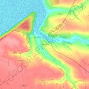 Mapa topográfico Vasylivka, altitud, relieve