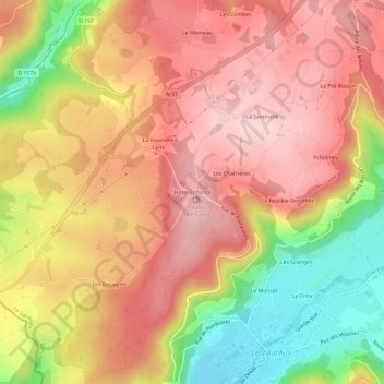 Mapa topográfico Hôtel Enfoncé, altitud, relieve
