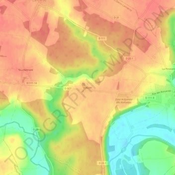 Mapa topográfico Vilquier, altitud, relieve