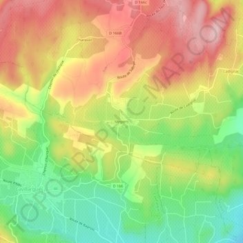 Mapa topográfico Mégiers, altitud, relieve