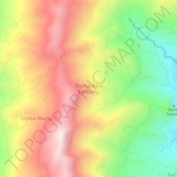 Mapa topográfico Toyasa Batu Limbong, altitud, relieve