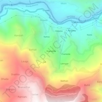 Mapa topográfico Shamathla, altitud, relieve