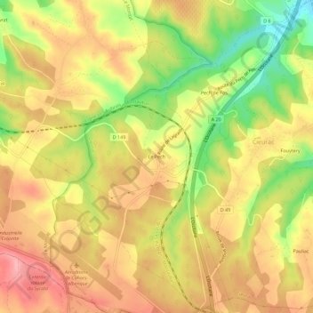 Mapa topográfico Le Pech, altitud, relieve
