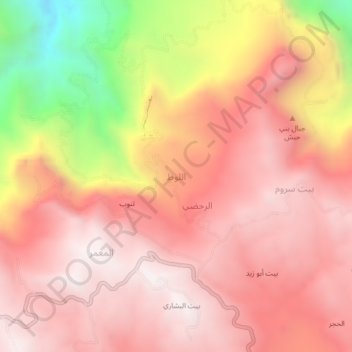 Mapa topográfico Al Lawz, altitud, relieve