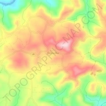 Mapa topográfico Bedadka, altitud, relieve