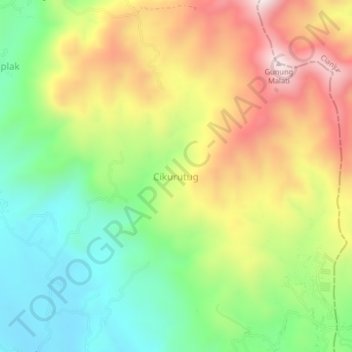 Mapa topográfico Cikurutug, altitud, relieve
