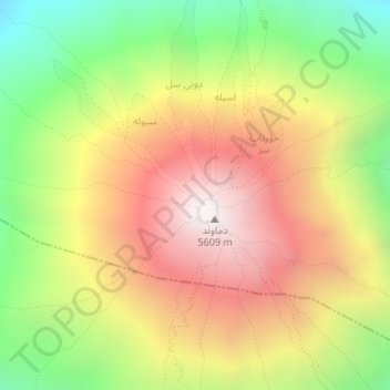 Mapa topográfico Alborz Mountains, altitud, relieve