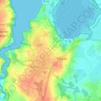 Mapa topográfico Les Vaux, altitud, relieve