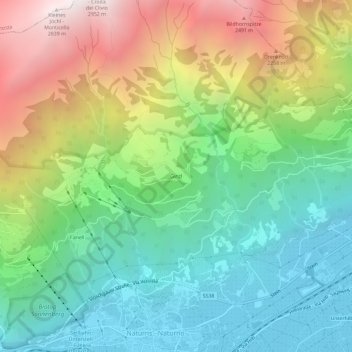 Mapa topográfico Ginzl, altitud, relieve