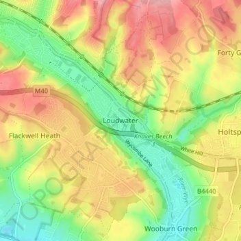 Mapa topográfico Loudwater, altitud, relieve