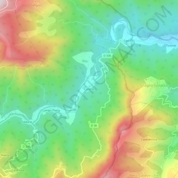 Mapa topográfico Casette, altitud, relieve
