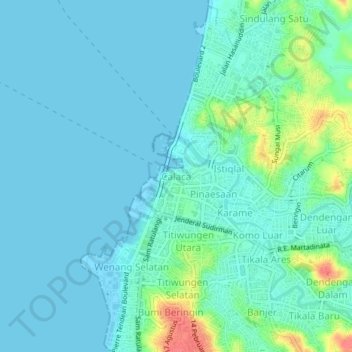 Mapa topográfico Calaca, altitud, relieve