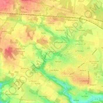 Mapa topográfico Bocaran, altitud, relieve