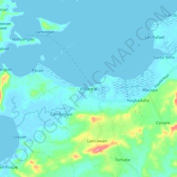 Mapa topográfico Villareal, altitud, relieve