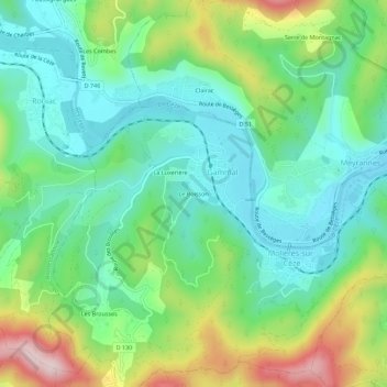 Mapa topográfico Le Boisson, altitud, relieve
