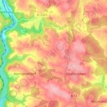 Mapa topográfico Seiersdorf, altitud, relieve